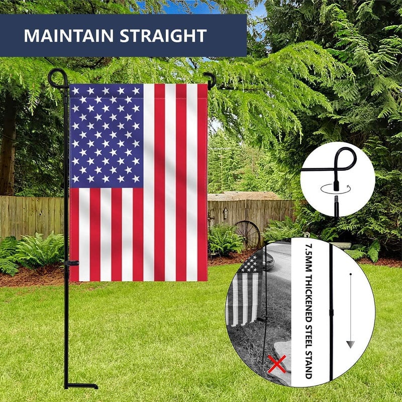 ESTTOP Garden Flag Stand, Thickened Pole Sturdy Straight Premium Metal Yard Flag Holder Weather-Proof Flagpole with Clip and Stopper for Seasonal Christmas Garden Flag, Outdoor Decor Decoration - Image 4